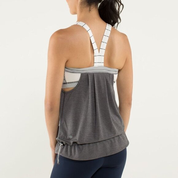 Lululemon Rest Less Tank - 8 Heathered Soot Light/Hyper Stripe Angel Wing - Picture 2 of 7